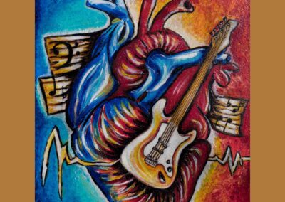 Ausdrucksstarke Acrylmalerei eines Herzens, Emotion, Tiefe und Melancholie