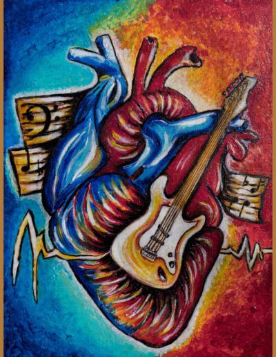 Ausdrucksstarke Acrylmalerei eines Herzens, Emotion, Tiefe und Melancholie
