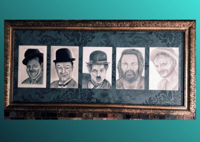 Symbolische Bildkomposition mit Porträts, Erinnerung und Vergänglichkeit