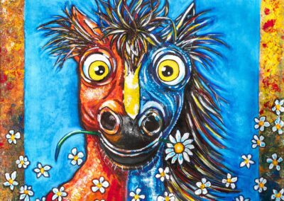 Farbenfrohes Tierporträt, Ausdruck von Freiheit, Mut und Lebensfreude