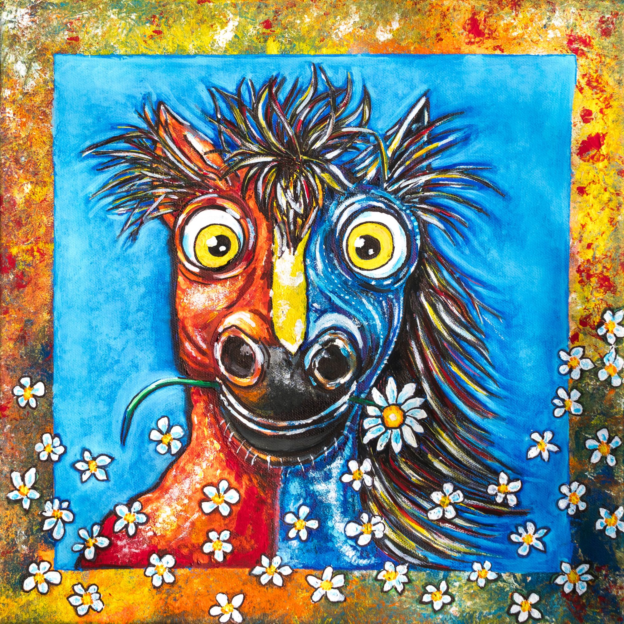 Farbenfrohes Tierporträt, Ausdruck von Freiheit, Mut und Lebensfreude
