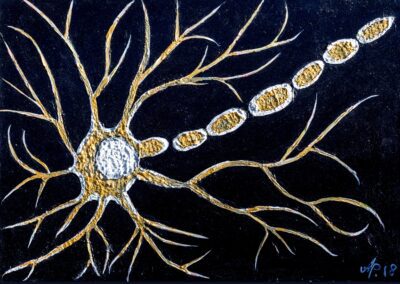 Abstrakte Acrylmalerei mit dynamischen Linien, plötzliche Gedanken und Energie