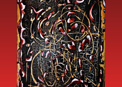 Abstrakte Acrylmalerei mit dunkler Struktur, Offenheit und Ziellosigkeit