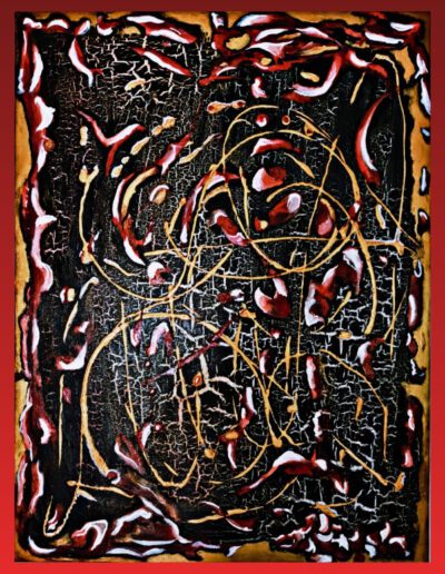 Abstrakte Acrylmalerei mit dunkler Struktur, Offenheit und Ziellosigkeit