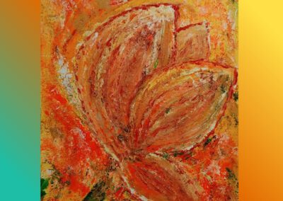 Florale Acrylmalerei einer orangefarbenen Tulpe, Wärme und Lebendigkeit