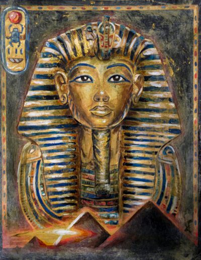 Symbolische Acrylmalerei mit archaischer Anmutung, Bedeutung und Zeit