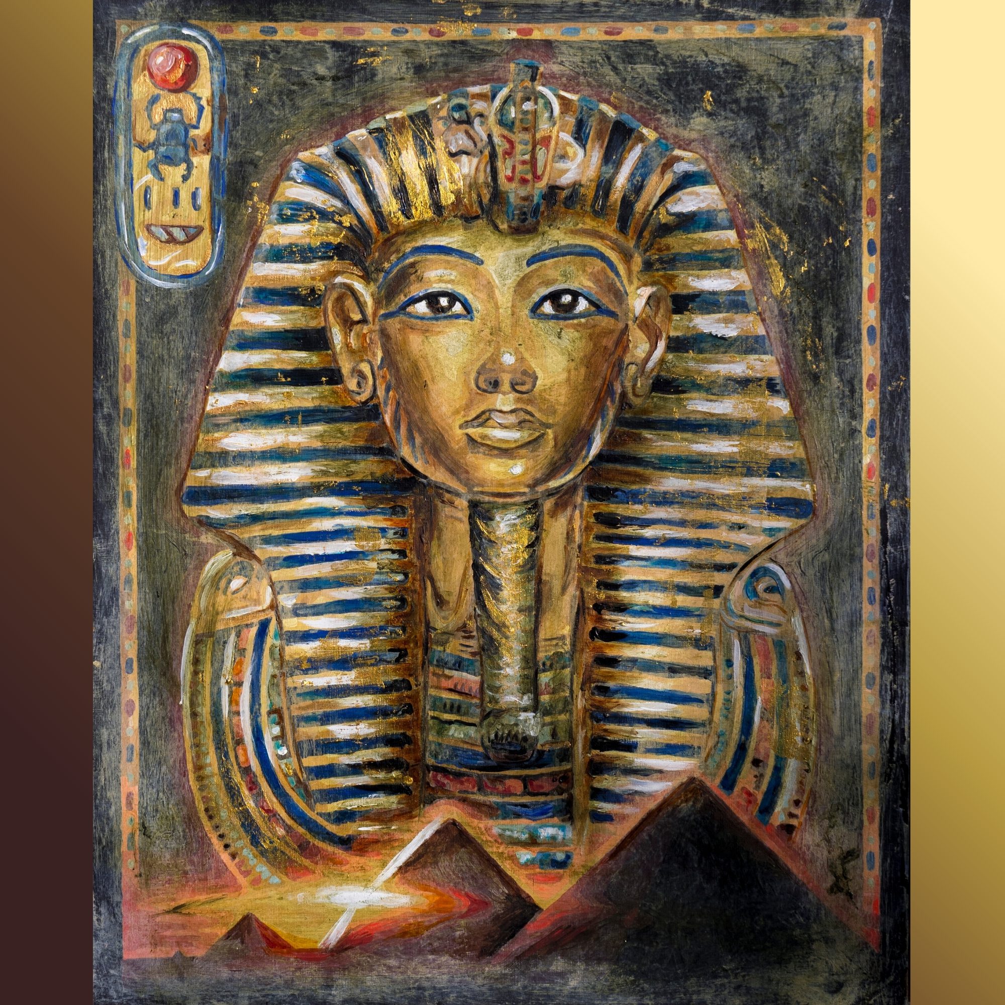 Symbolische Acrylmalerei mit archaischer Anmutung, Bedeutung und Zeit