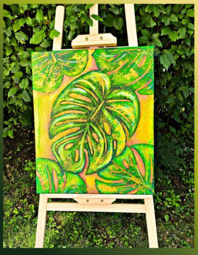 Abstrakte Acrylmalerei mit verdeckten Formen, Geheimnis und Tiefe