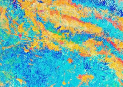 Abstrakte Acrylmalerei in Blau- und Weißtönen, Leichtigkeit und Weite