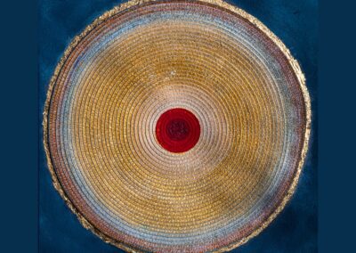 Abstrakte Acrylmalerei mit kreisförmigem Mittelpunkt, Fokus und inneres Zentrum