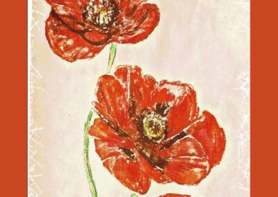 Rot-orange Blumen in freier, expressiver Malweise